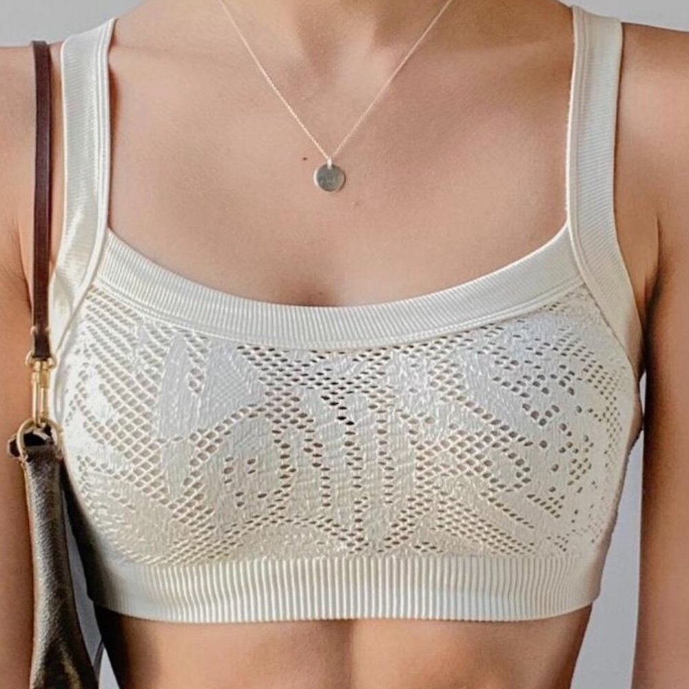 NEW Urban Outfitters Seamless Floral Knit Bralette Cream Crop Top